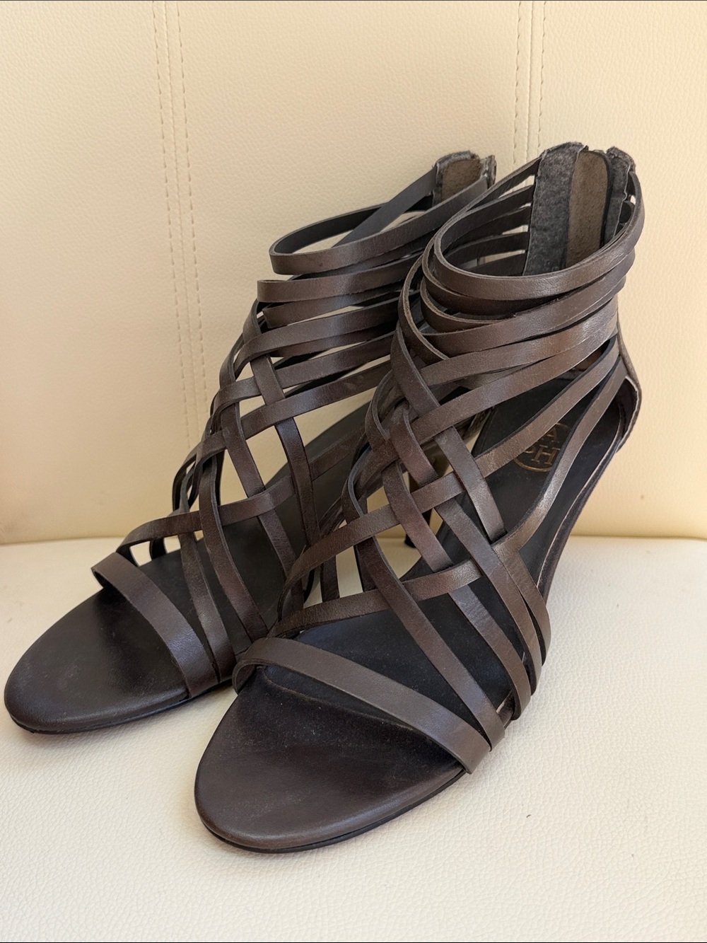 Ash Charcoal Strappy High Heel Sandals